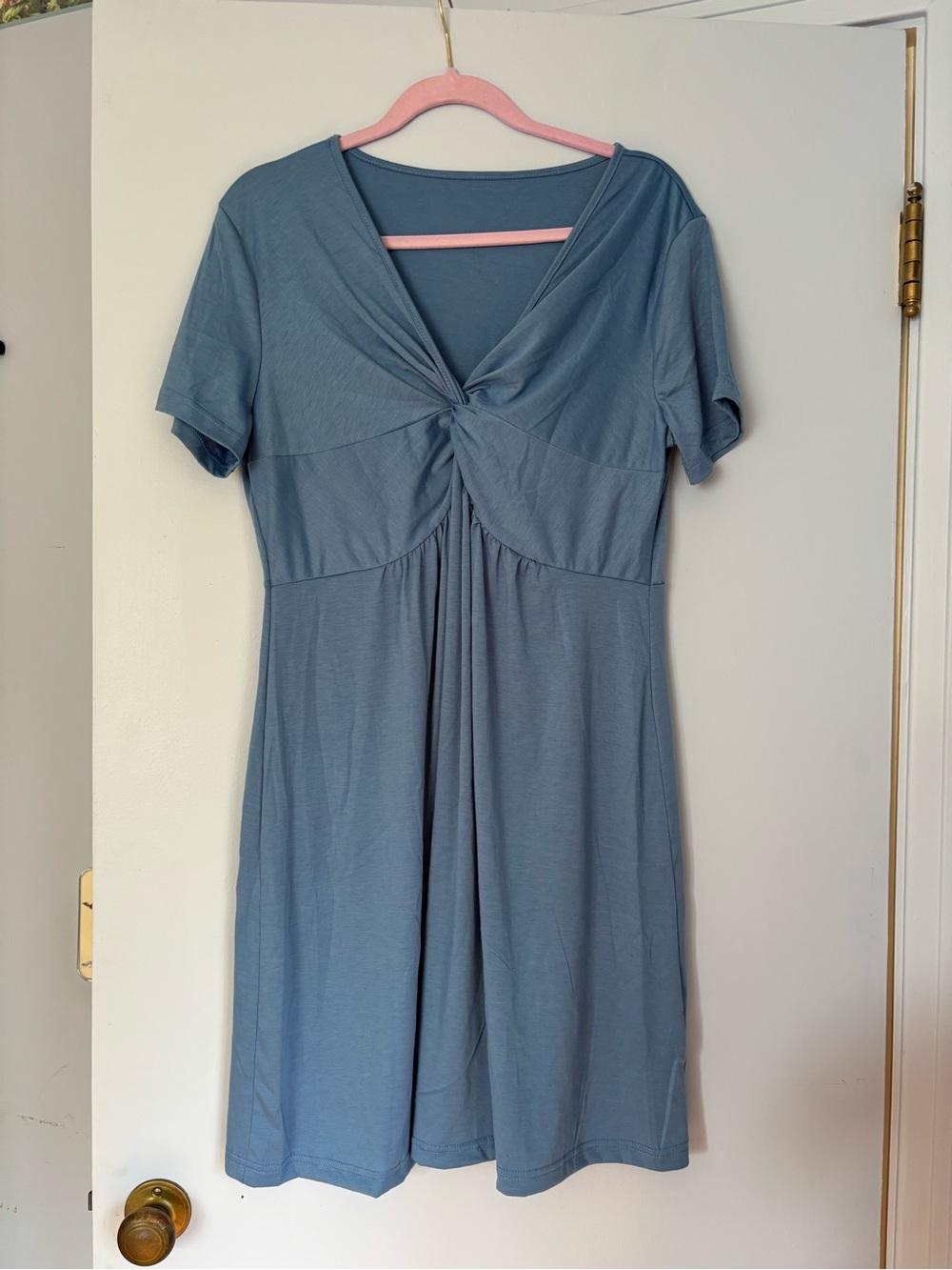 SHEIN Slate Blue Twist-Front Midi Dress